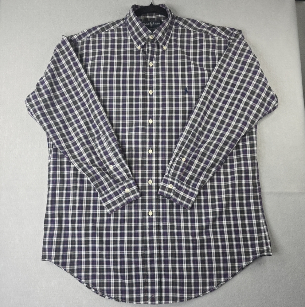Ralph Lauren Dress Shirt Yarmouth Men's Sz 15.5 32/33 Purple Black Red Logo
